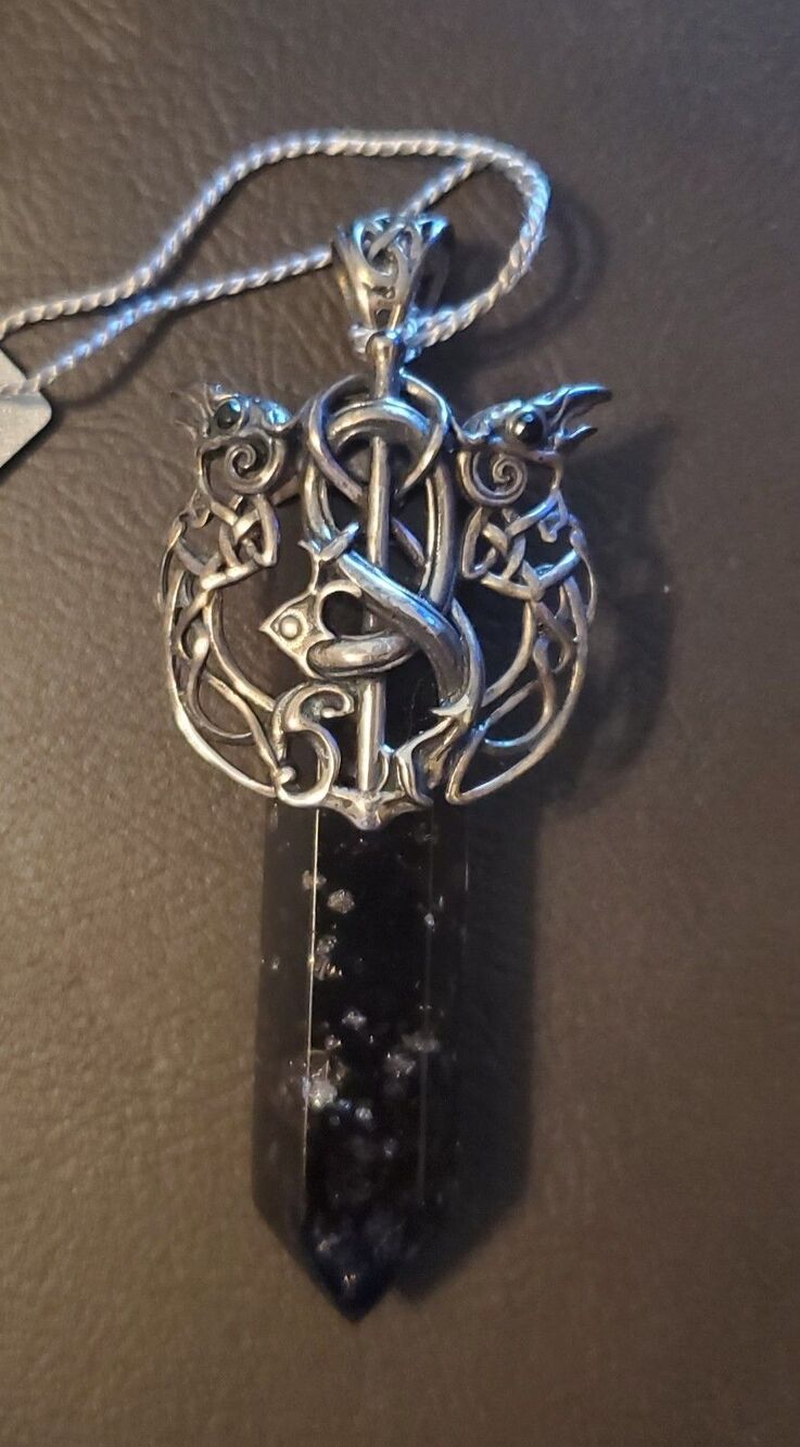 Starborn Creations Galaxy Obsidian Black Spinel Raven Pendant 925 The Morrigan
